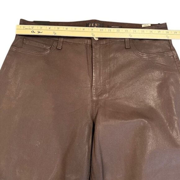 NWT 7 For All Mankind JEN 7 Ankle Skinny Brown Coated Leather Look Jeans Size 18 - Picture 10 of 13